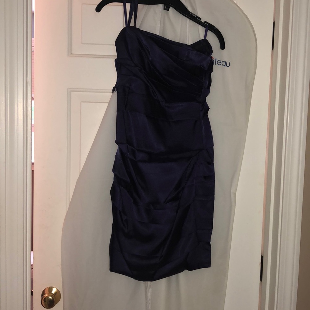 Purple Strapless formal dress
